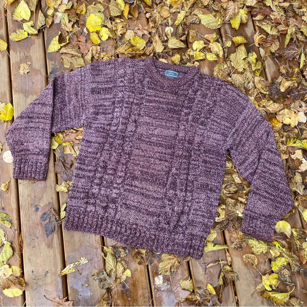 Vintage 80s Eaton mens cable knit sweater.